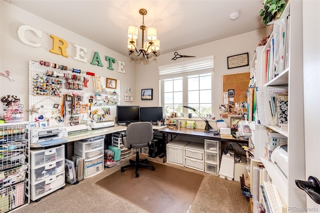 2115 Holmby Ct, Castle Rock, CO 80104 - carpeted office space with a chandelier