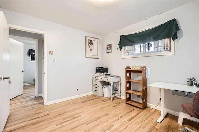 office area featuring light hardwood / wood-style floors