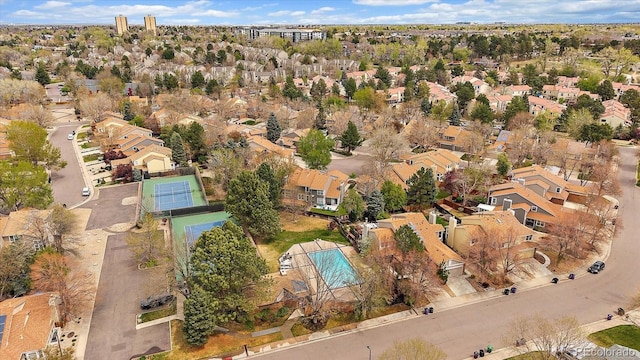 aerial view with a residential view