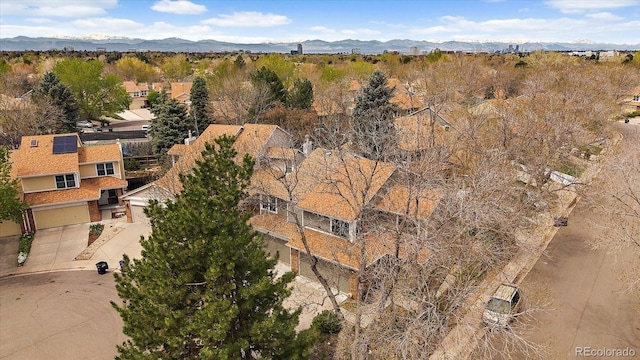 bird's eye view featuring a mountain view