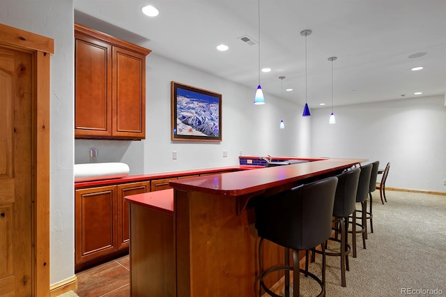 14370 Osage St, Westminster, CO 80023 - indoor dry bar featuring recessed lighting, pendant lighting, and light carpet