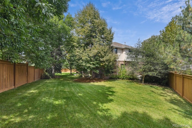 view of yard featuring a fenced backyard