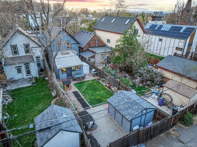 drone / aerial view with a residential view