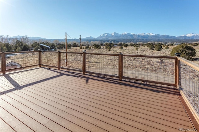 deck with a mountain view