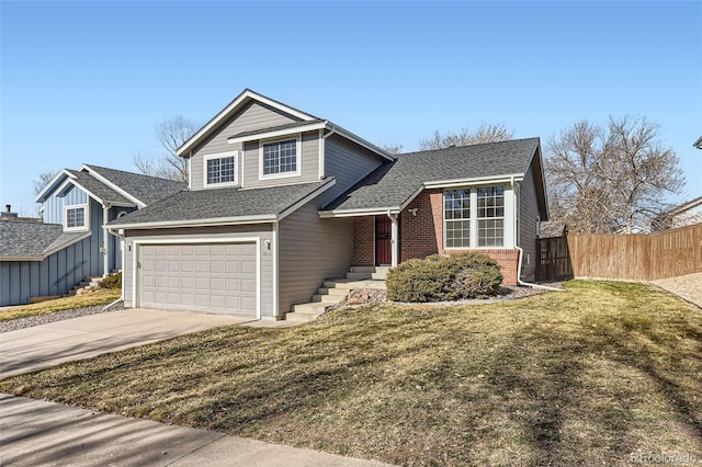 front of property with a garage and a front yard