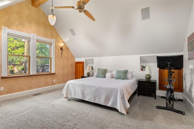 848 S Emerson St, Denver, CO 80209 - bedroom featuring wallpapered walls, baseboards, carpet, and ceiling fan