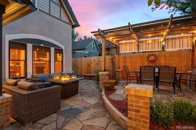 848 S Emerson St, Denver, CO 80209 - view of patio with a fire pit, a pergola, and outdoor dining area