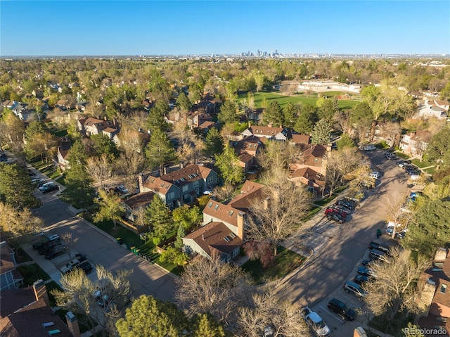 bird's eye view with a residential view