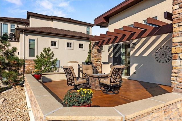 view of patio with a pergola