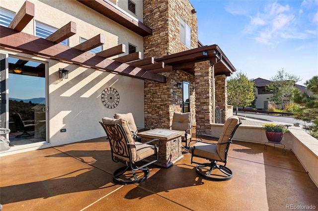 view of patio featuring a pergola