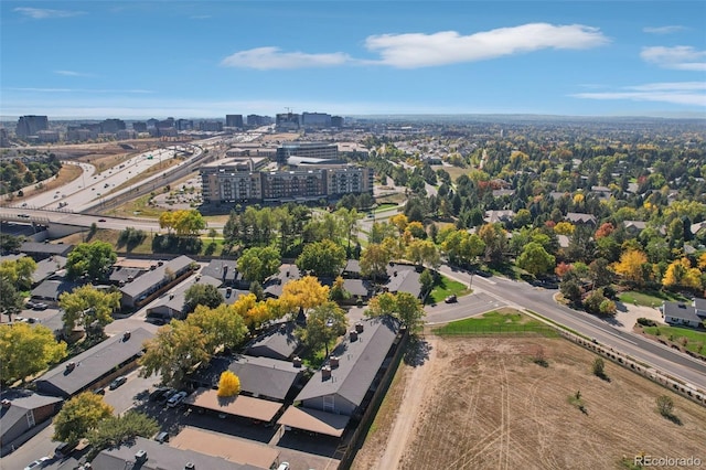 drone / aerial view featuring a city view