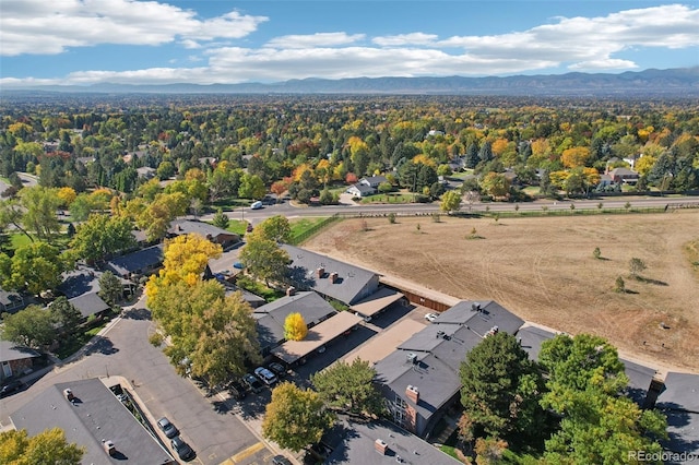 aerial view with a mountain view