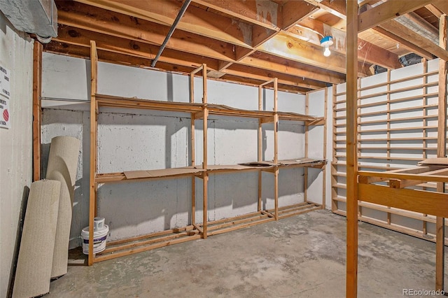 view of unfinished basement