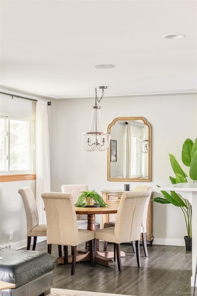 5885 S Huron St, Littleton, CO 80120 - dining space featuring dark wood-style floors and a chandelier