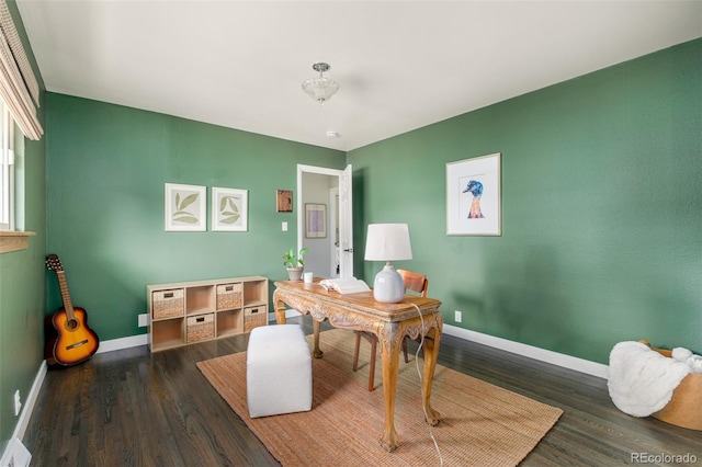 5885 S Huron St, Littleton, CO 80120 - office area featuring wood finished floors and baseboards