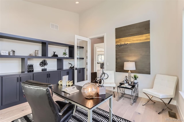 office featuring light hardwood / wood-style floors