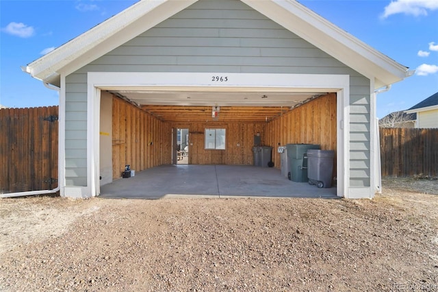 view of garage