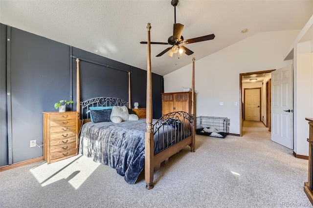 17076 Foxton Dr, Parker, CO 80134 - bedroom with lofted ceiling, carpet flooring, baseboards, and a ceiling fan