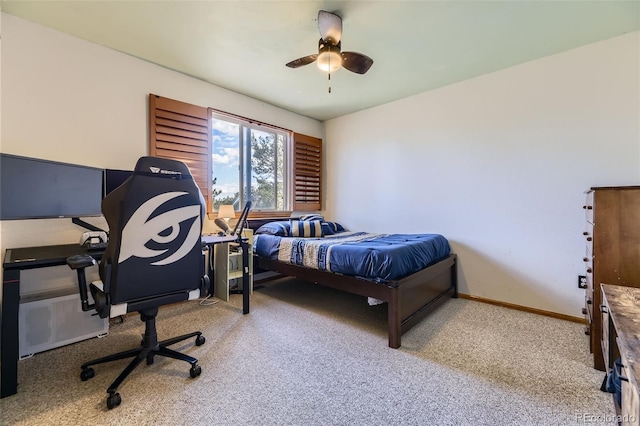 17076 Foxton Dr, Parker, CO 80134 - carpeted bedroom with ceiling fan, baseboards, and an office area