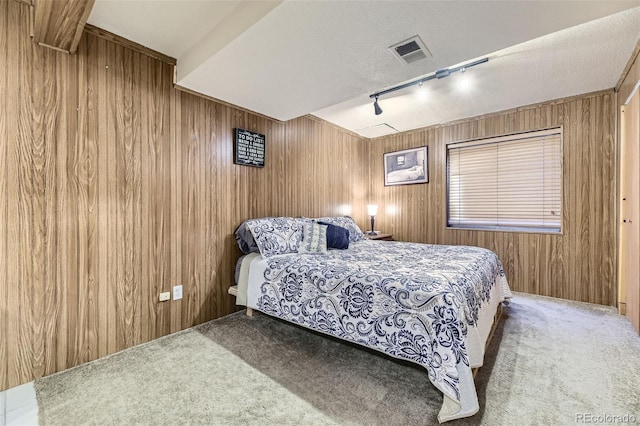 17076 Foxton Dr, Parker, CO 80134 - carpeted bedroom with track lighting and wooden walls