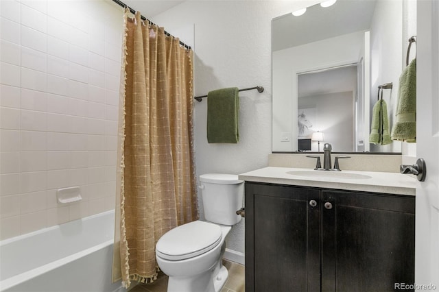 full bathroom featuring toilet, hardwood / wood-style flooring, vanity, and shower / bath combo with shower curtain