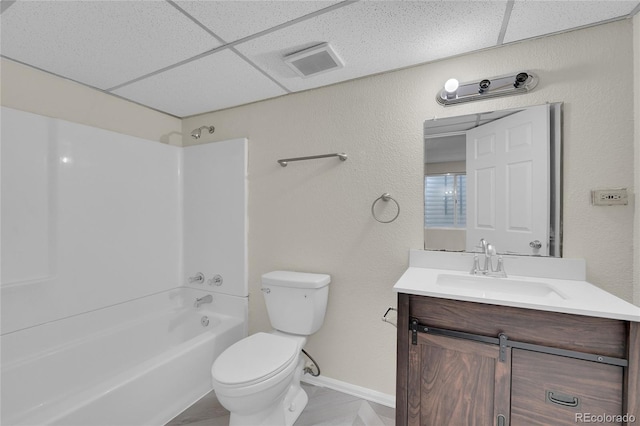 11091 Clayton St, Northglenn, CO 80233 - bathroom featuring vanity, shower / tub combination, and a paneled ceiling