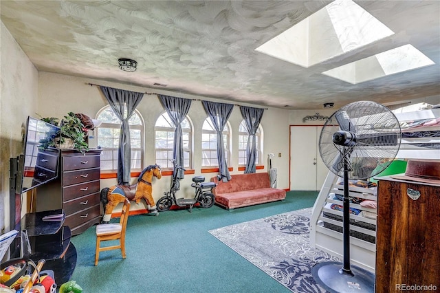 233 Nome St, Aurora, CO 80010 - recreation room featuring carpet flooring and a skylight