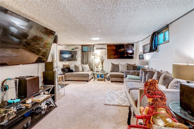 233 Nome St, Aurora, CO 80010 - carpeted living area with a textured ceiling