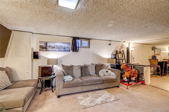 233 Nome St, Aurora, CO 80010 - carpeted living area featuring a textured ceiling