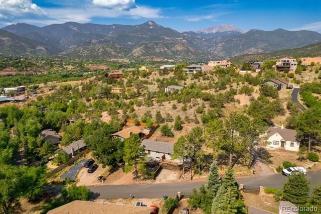 aerial view featuring a mountain view