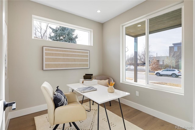 office space featuring hardwood / wood-style floors