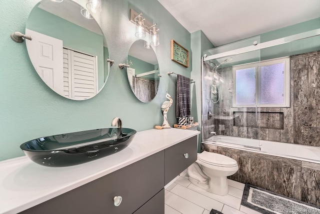 15531 E Jewell Pl, Aurora, CO 80013 - full bathroom with toilet, tiled shower / bath, vanity, and tile patterned flooring