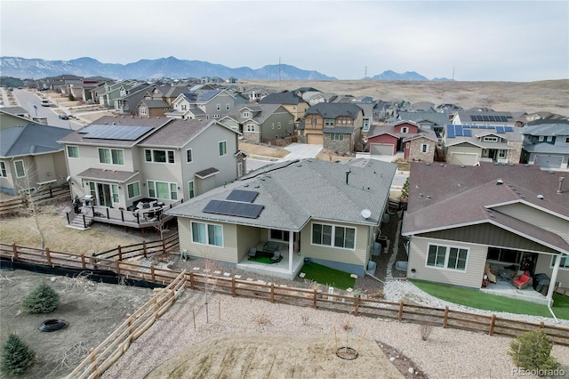 bird's eye view featuring a mountain view and a residential view