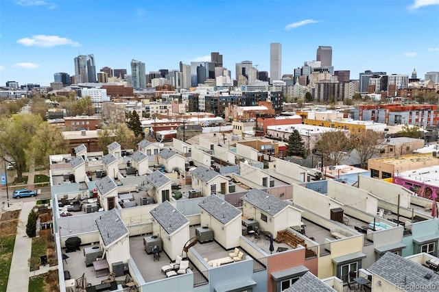 bird's eye view with a city view