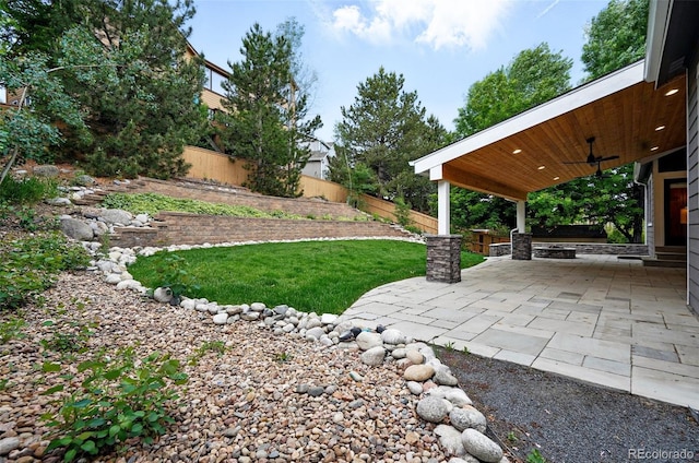 2832 Danbury Ave, Highlands Ranch, CO 80126 - view of yard featuring a ceiling fan and a patio