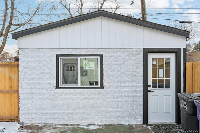 view of home's exterior featuring an outdoor structure