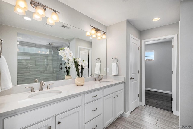 3453 Pacific Peak Dr, Broomfield, CO 80023 - bathroom with double vanity and a stall shower