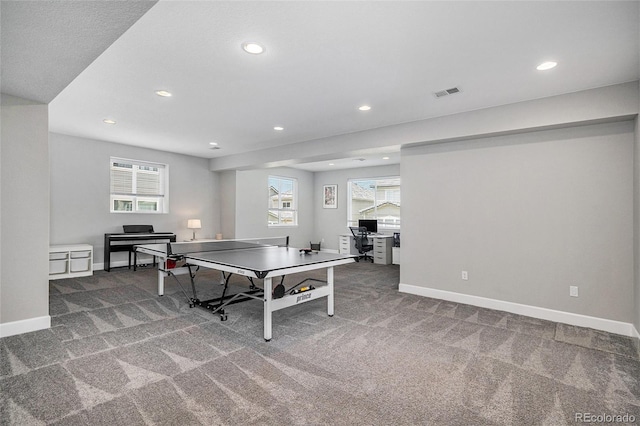 3453 Pacific Peak Dr, Broomfield, CO 80023 - rec room featuring recessed lighting, carpet, and a desk