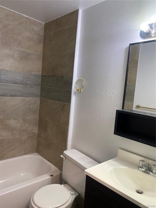 677 Vrain St Unit 3, Denver, CO 80204 - full bath with vanity, toilet, shower / tub combination, and a textured wall