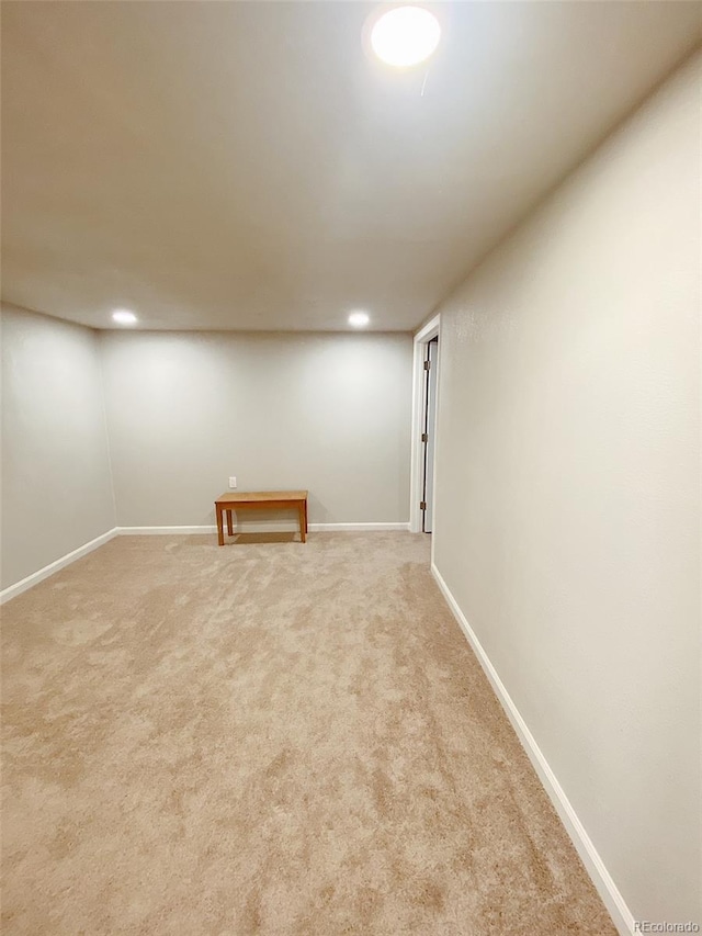 3000 Billings St, Aurora, CO 80011 - finished basement with light carpet, baseboards, and recessed lighting