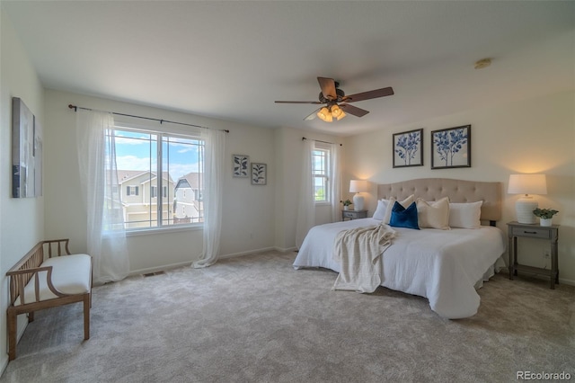 2908 Open Sky Way, Castle Rock, CO 80109 - bedroom featuring multiple windows, carpet, and ceiling fan