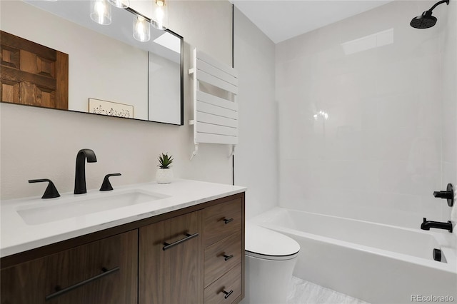 8782 S Ault Ln, Morrison, CO 80465 - bathroom featuring toilet, shower / tub combination, and vanity