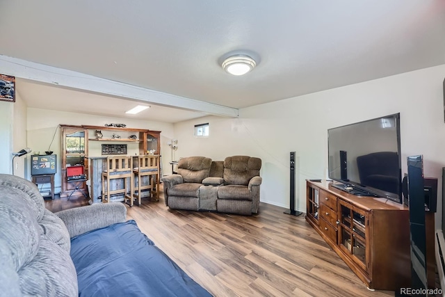 living room with wood-type flooring