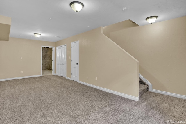 basement with carpet floors