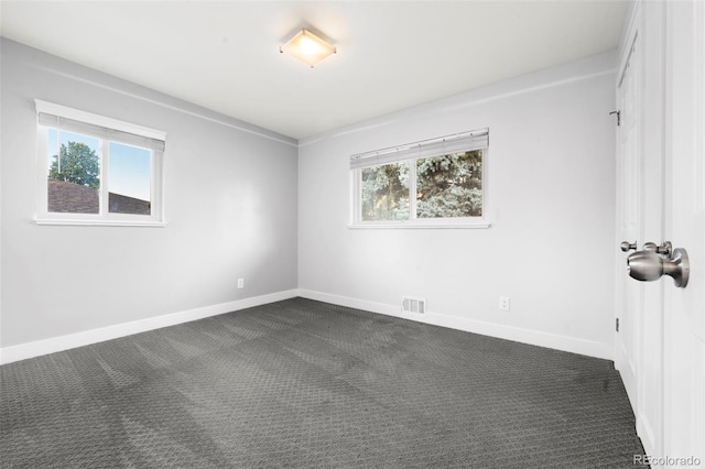 carpeted spare room featuring a wealth of natural light