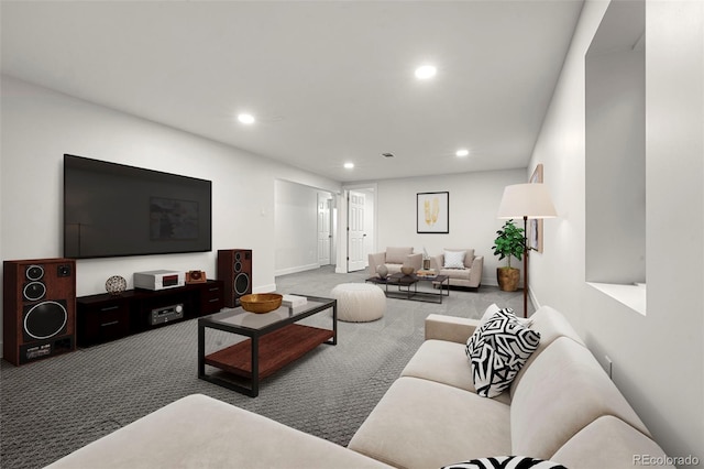 living room featuring carpet flooring