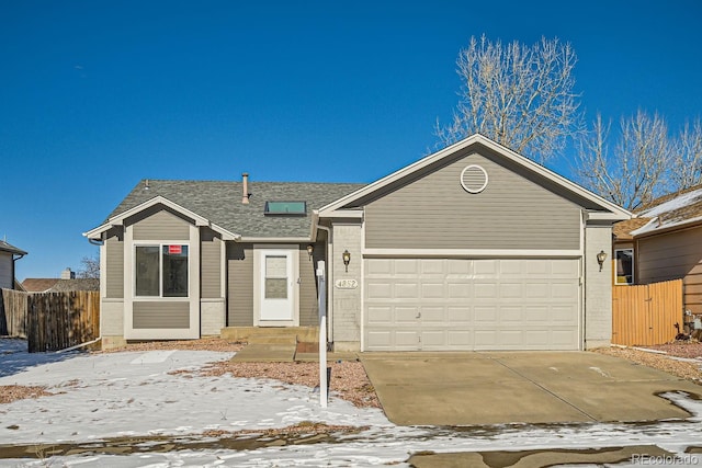 single story home with a garage