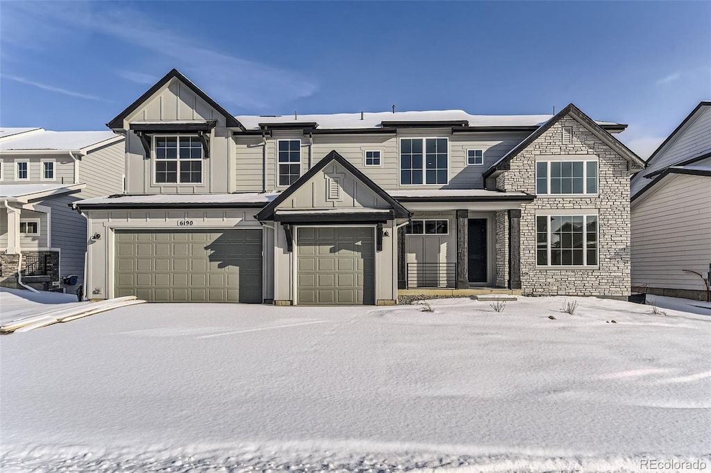 view of front of house with a garage