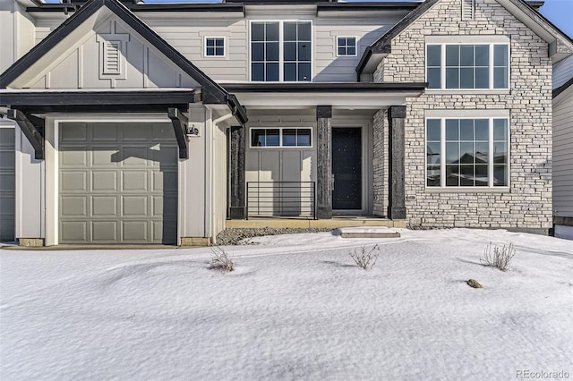 view of front of home with a garage