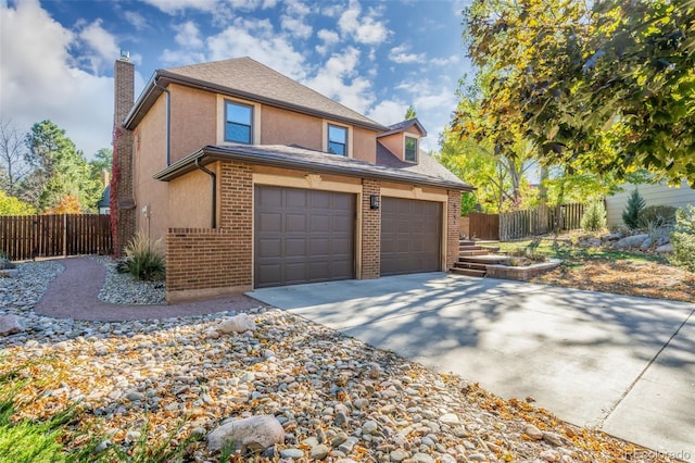 view of front of house with a garage